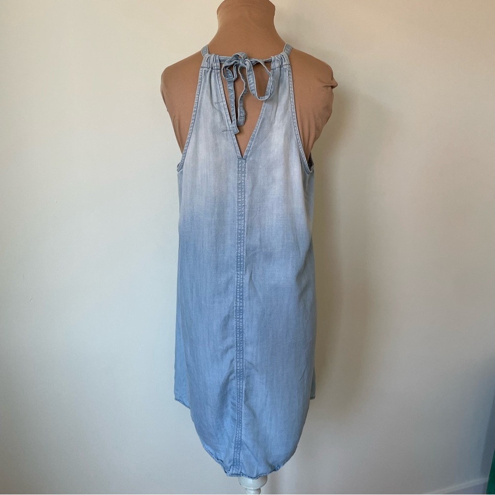 Anthropologie Cloth & Stone High Tide Halter Back Chambray Ombré Dress EUC Sz S - Picture 4 of 9